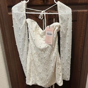 Oh Polly white pearl bodycon dress